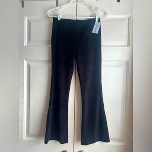 NWT Cat & Jack Girls Black Velvet Ribbed Velour Flared Pants Size L 10/12 New